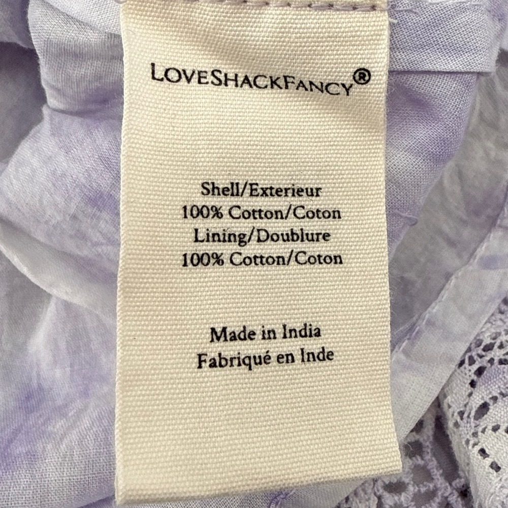 LoveShackFancy Lavender Purple Tie Dye Crochet‎ Lace Cotton Maxi Dress Petite P - Picture 9 of 12
